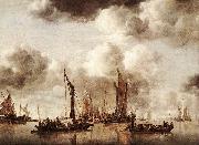 Jan van de Capelle Dutch Yacht Firing a Salvo Spain oil painting artist
